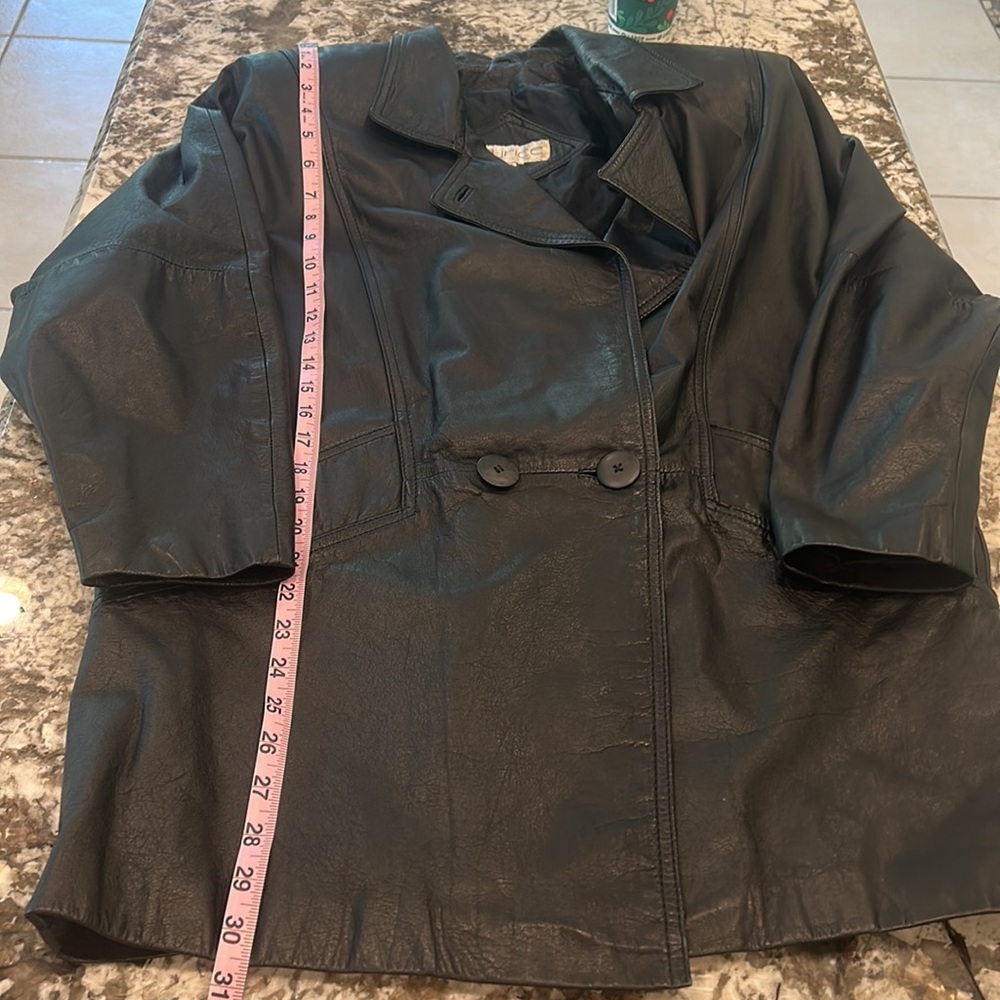VTG Laurice Black Genuine Leather Double Breasted MOTO BIKER Jacket sz M Coat - Picture 12 of 14